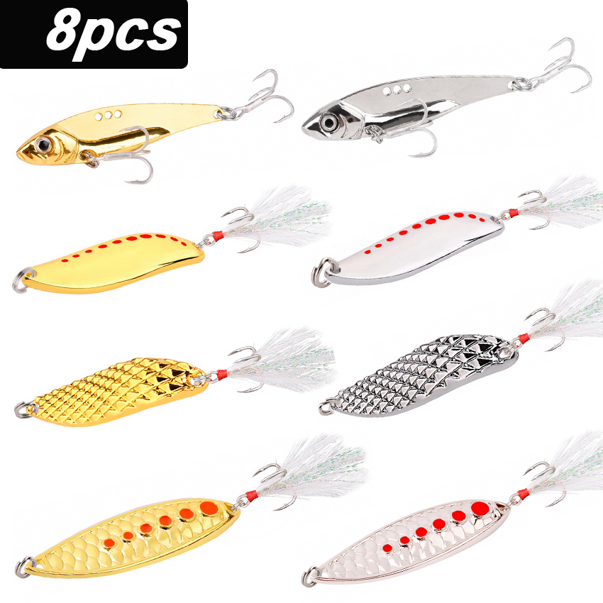 8PCS/Set Lure Metal Spinner Sp - Fishing Hook Treble 리뷰 및 가격