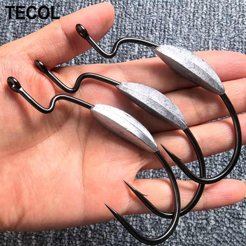 TECOL 3PCS 6/0 8/0 10/0 Weight - Fishing Hook Offset 리뷰 및 가격