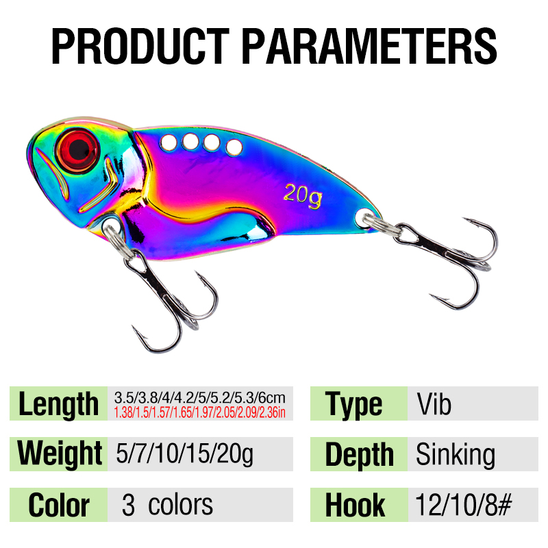 3PCS Metal Colorful VIB Lure 5 - Fishing Hook Treble 리뷰 및 가격
