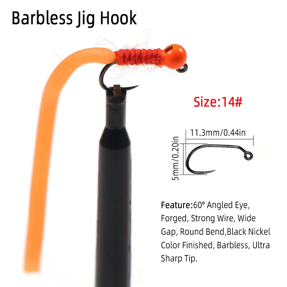 4pcs #14 Tungsten Bead Head Sq - Fishing Hook Barbless 리뷰 및 가격
