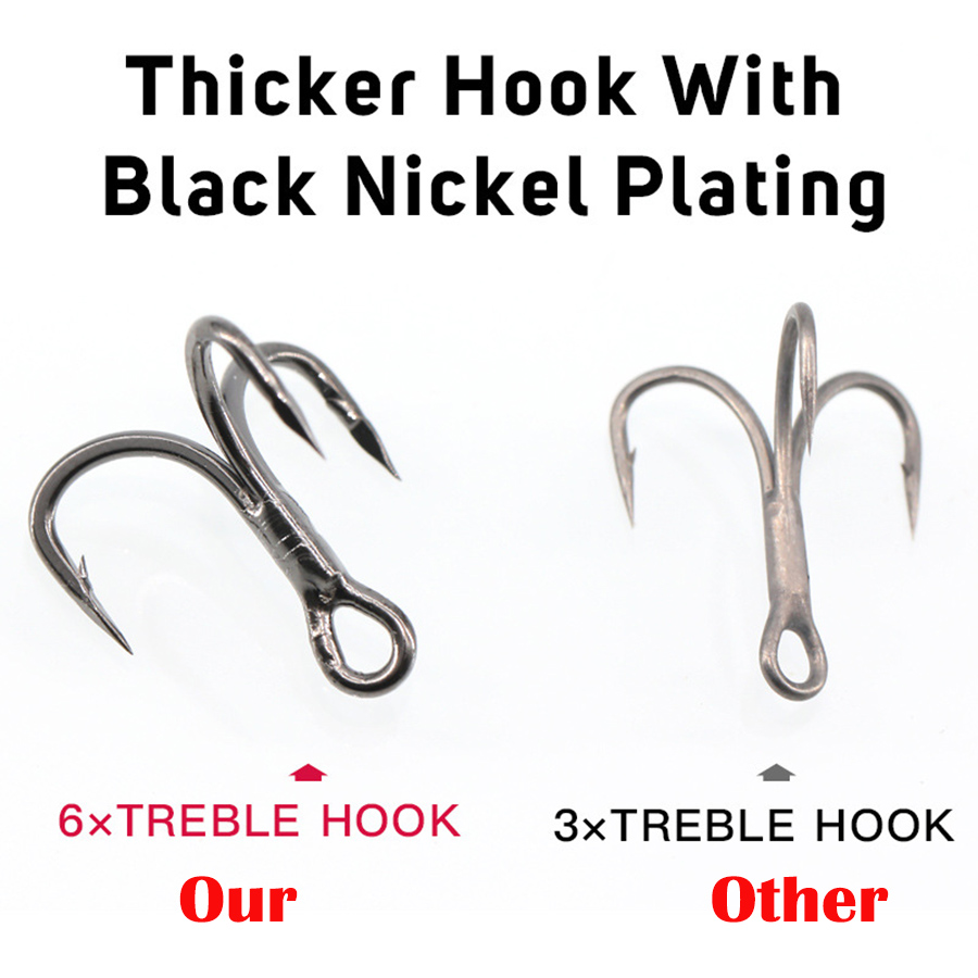 6X Fishing Treble Hooks Black  - Fishing Hook Offset 리뷰 및 가격