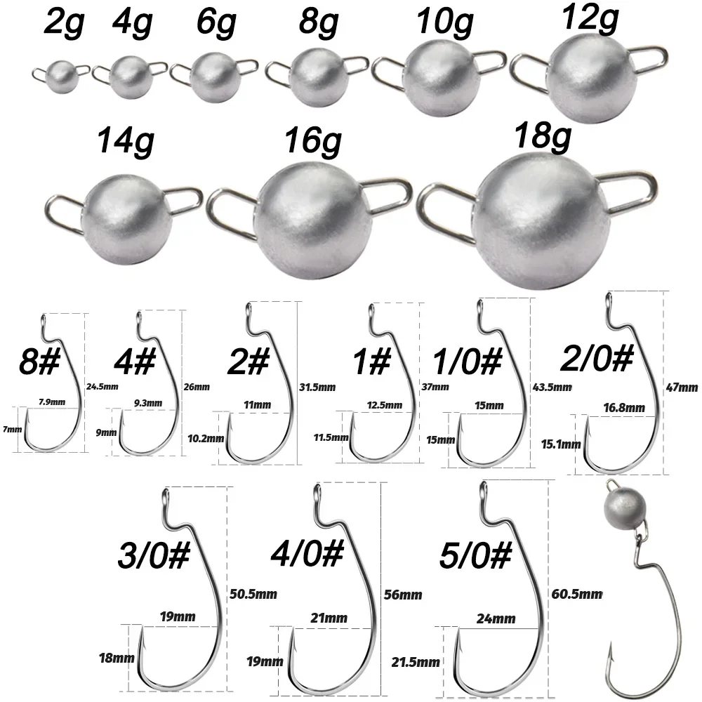 5pcs Metal Jig Head Worm Hooks - Fishing Hook Weedless 리뷰 및 가격
